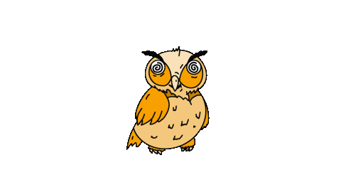 Sowa z wirującymi oczami